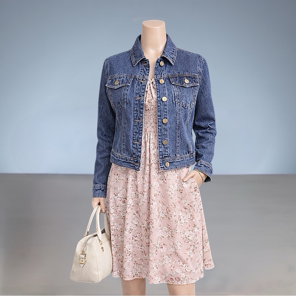 Jones New York Signature Madison Dark Wash Denim Jacket - Picture 3 of 10